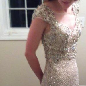 Neiman Marcus ball gown blush pink sparkly 2